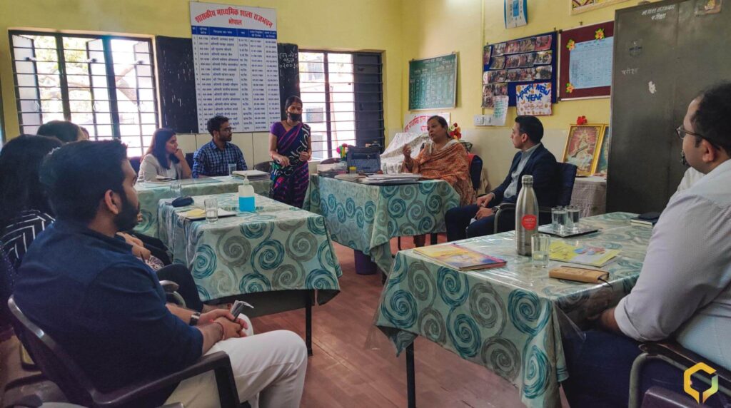 Class Saathi team meeting with secondary school principal in Raj Bhavan, Bhopal